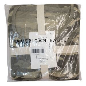 AMERICAN EAGLE Pajama Set Women Camo Plush Baby Tee NWT